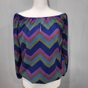 Macbeth Collection rainbow top navy, Size XSmall